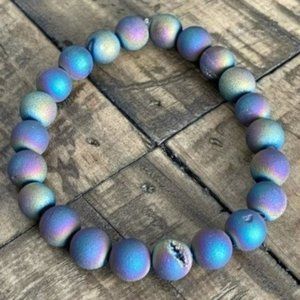 8mm Electroplated Druzy Agate Stretch Bracelet